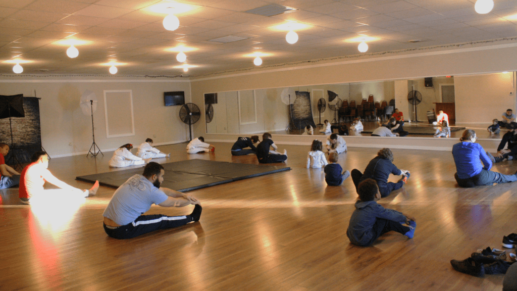 martial arts class stretching